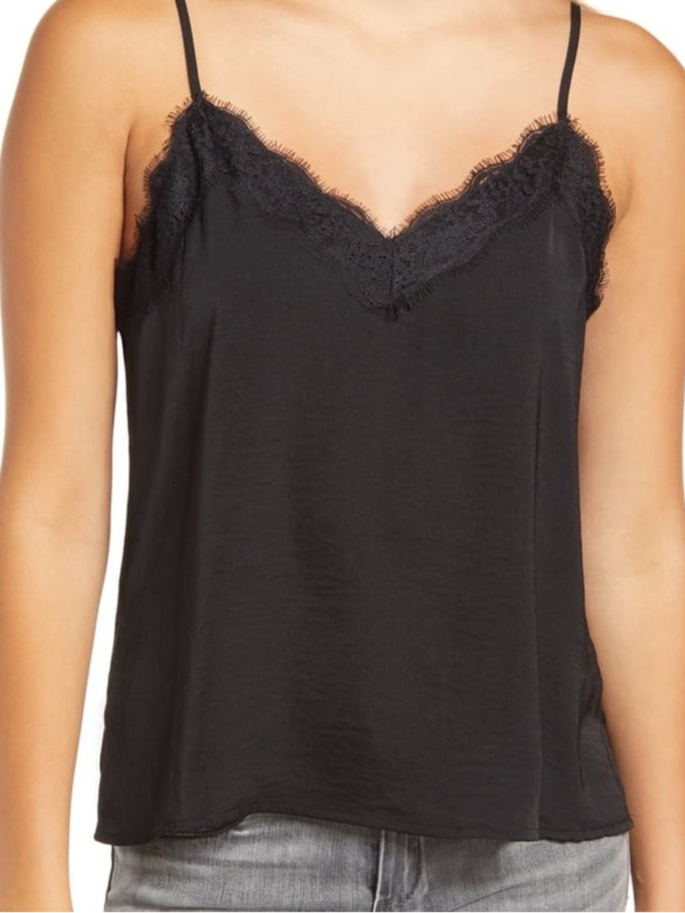 bp Black Lace-Trim V-Neck Camisole